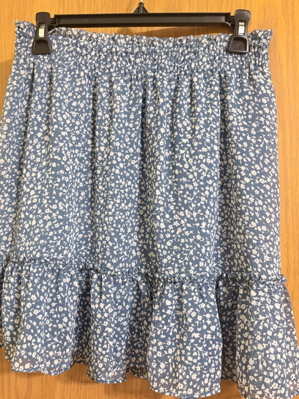 LC Lauren Conrad Blue and White Floral Flowy A-Line Skirt Sz M